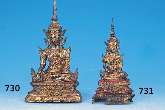 Buddhaskulptur, Tailand, Bangkokstil, 2. Hälfte 19. Jh., beschädigt, Reste alter Vergoldung, H. 17 cm