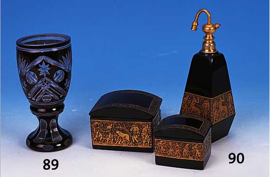 Pokalglas, B”hmen, wohl 20er Jahre, farbloses Glas, rot und weiá berfangen, H. 17,5 cm
