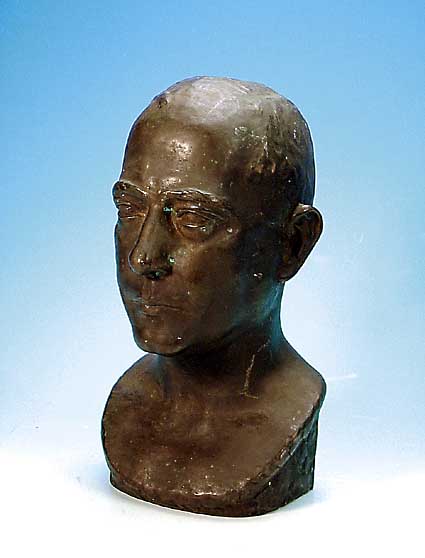 Bronzebüste, deutsch, sign. Hüsgen, um 1910, (wohl Wilhelm Hüsgen, geb. 1877), Kopf eines Mannes, H. ca. 40 cm