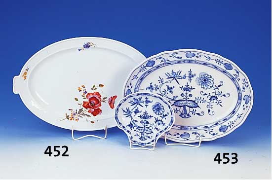 Ovale Platte, Meissen, um 1924-33, 2. Wahl, Porzellan, bunte Blumenmalerei, ca. 48 x 31 cm