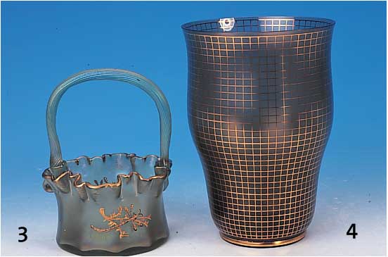 Vase, Österreich, 20er Jahre, rauchfarbenes Glas, mit Golddekor, H. 21 cm