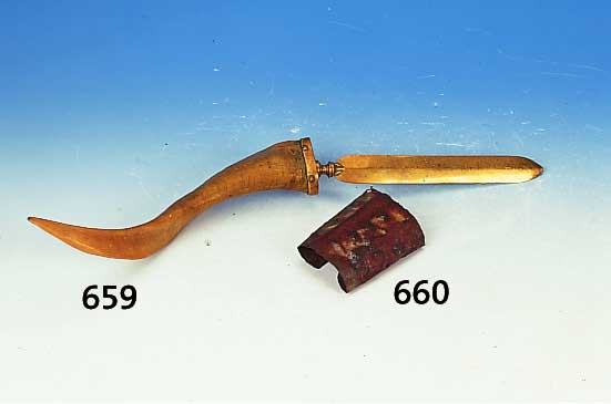 groáer Brief”ffner, Messing, Griff mit Ga- zellenhorn, ca. 57 cm