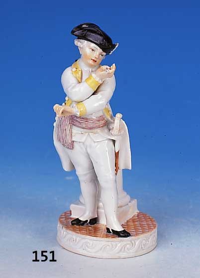 Porzellanfigur, Acier-Modell, Meissen, um 1790, Herr mit Taschenuhr, leicht rest., H. 15 cm