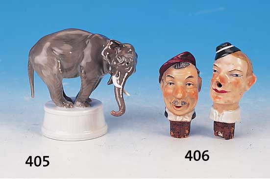 Elefantenskulptur, Rosenthal, 30/40er Jahre, Unterglasurbemalung, H. 7 x 10 cm