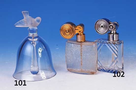 Tischglocke, Lalique, 50/60er Jahre, farbl. Glas, mit Vogelbekr”nung, Entw. 40er Jahre, H.ca. 13 cm