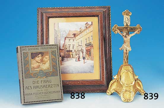 Kruzifix, Tschechien, um 1870, Holz ge- schnitzt und bunt bemalt, reich vergoldet, H. ca. 38 cm