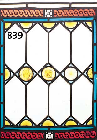 Bleiglasscheibe, deutsch, um 1900, bunte Glasstücke, leichte Altersschäden, l. rissig, 42 x 46 cm