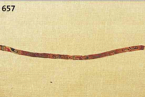 KOPFBAND, ICA/PERU, 7.-8. JH. N. CHR., GEFLOCHTEN AUS BUNT EINGEFäRBTER VICUNA-WOLLE,L. CA. 47 CM