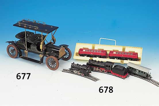Eisenbahnkonvolut Fleischmann, 60er Jahre, 1 Schienenbus, eine Lokomotive mit Tender 24001 und eine einzelne Lok Märklin 89005 und div. ...
