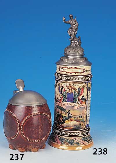 Reservistenkrug, Comp.5 Bad. Inft.Rgt. No. 113 in Freiburg, , Steingut, bemalt und bedruckt, H. 29 cm
