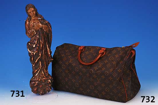 Heiligenfigur, sddeutsch, um 1890, Lindenholz geschnitzt, Reste alter Fassung, besch., H. ca. 44 cm