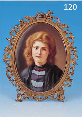 PORZELLANMALEREI, DEUTSCH, UM 1900, FEINE BUNTE BEMALUNG, QUALITäTVOLLE DARST. EINES BLOND GELOCKTEN JüNGLINGS, IM OVAL, CA. 17 X 13 CM, MIT ...