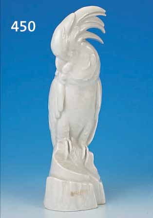 PORZELLANFIGUR, HAVILAND, SANDOZ, UM 1930, DARSTELLUNG EINES KAKADUS, WEIß, H. CA. 36 CM,VGL. DECOUVRIR SANDOZ, LAUSANNE 1991, SEITE 64, ...