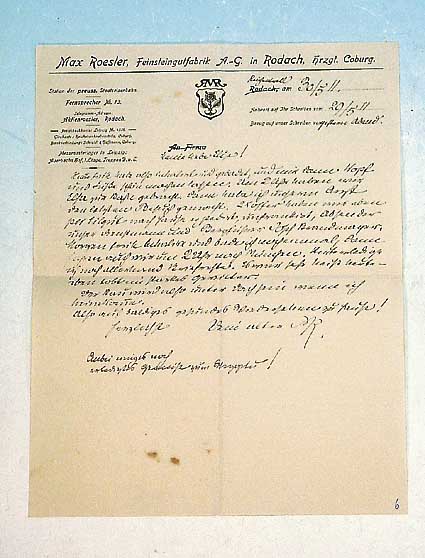 2 AUTOGRAPHEN, MAX ROESLER, RODACH, HANDGESCHRIEBENER BRIEF AN SEINE TOCHTER ELISE VON 1911/12, PRIVATER INHALT, FAMILIEN- ...