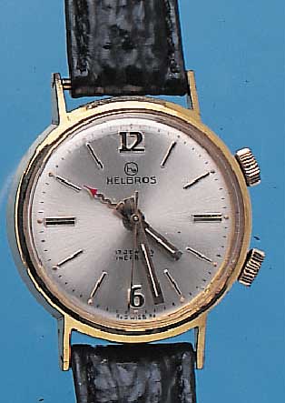 HELBROS HERRENARMBANDUHR, MIT WECKFKT., METALLGEH. HARTVERG., EDELST.-SCHRAUBBODEN BEIFERTIGST. WASSERGESCH., 17 ST., HANDAUFZUG, GEH- UND ...