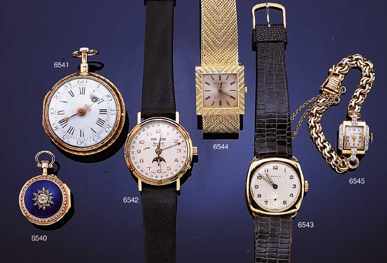 ZENITH Herrenarmbanduhr, GG 750/000, Hand- aufzug, kl. Sek., Komp.-Unr., gebl. Breg.- Spir., Lederband, Schweiz, ca. 1932, Maße ca. 28 x 28 mm, ...