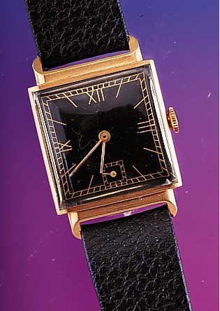 ARCADIA Herrenarmbanduhr, GG 750/000, Hand- aufzug, kl. Sek., FEF-Kal. 133, Schr.-Unr., Flachspir., Lederband, Schweiz ca. 1938, ca. 34 x 23 mm, ...