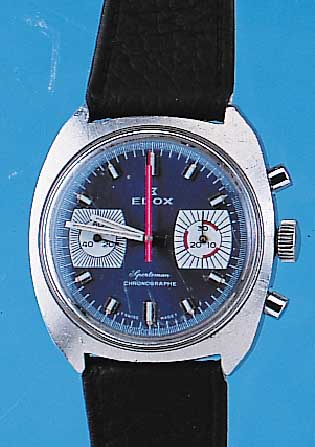 EDOX Armbandchronograph Modell Sportsman, Ref.-Nr. 2200, Schweiz um 1969, Edelstahl, Boden geschr., 30-Min. Stopzähler, 17 St., Handaufzug, ...