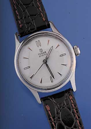 TUDOR Herrenarmbanduhr Modell Oyster, Ref.- Nr. 4453, Schweiz um 1955, Edelst., Boden u. Krone geschr., System Rolex, bei Fertigst. ...