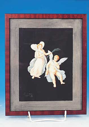 Unbek. Maler, deutsch, um 1810, Darst. zwei-er Putti, nach pompejanischem Vorbild, Gouacheschwarzem Grund, ca. 23 x 17 cm, PP., u.Gl.,R.