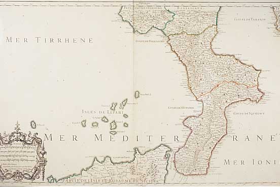 Teilkol. Kupferstichkarte, Frankr., 18. Jh., Mer Meditarinée, l. gewellt u. l. gebräunt, u. Gl. ger., M. ca. 43 x 74 cm