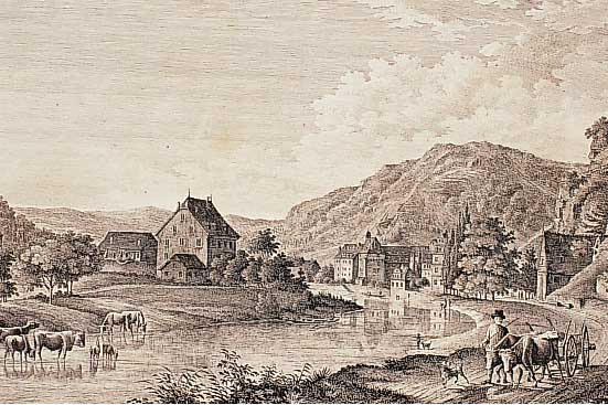 Konv. von 9 Blatt Bad Ems, 1.) Kupferstich aus Maler. Ansicht. d. Rheins, d. Mosel u. d. Haardt, J. Engelmann Heidelberg, ca. 1820, An-sicht, 14 x ...