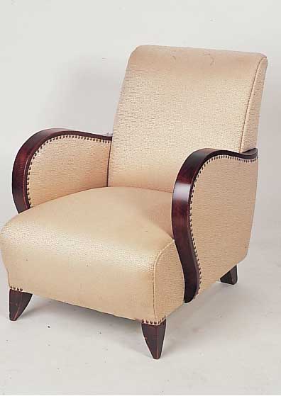 Paar Sessel, Frankreich, 30er Jahre, Art-Deco, Buche massiv, Polsterung und Bezug erneuertca. 77 x 61 x 70 cm, Sitzh. ca. 35 cm