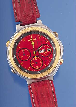 FERRARI Herrenarmbanduhr Quartzchronograph, Ref.-Nr. 277441, Schweiz/Frankreich um 1995, Edelst. matt., Drücker u. Lünette hartverg., ...