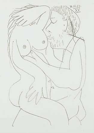 Picasso, Pablo, Lithographie aus: Le Gout de Bonheur, Handpressendruck unter Aufsicht Picassos, Dietz Schünemann Bremen 1970, Auf- lage 666 ...