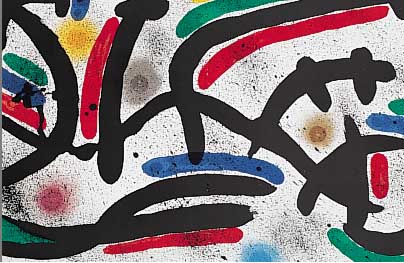 Miro, Joan, vier Farblithographien aus Lithograph I, Mourlot, Maeght Paris 1972, Doppelblätter mit Bugfalten, je ca. 31.5 x 49.5 cm, PP