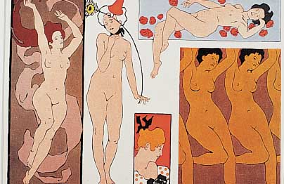 KLINGER, JULIUS, DAS WEIB IM MODERNERN ORNAMENT, FARBLITHOGRAPHIE, BAUMGäRTNERS BUCHHANDLUNG, LEIPZIG, UM 1900, LEICHT GEBRäUNT, ...
