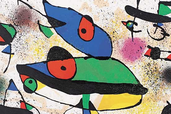 MIRO, JOAN, KOMPOSITION, FARBLITHOGRAPHIE, MAEGHT MOURLOT 1980, DOPPELBLATT MIT BUGFALTE,IM STEIN SIGN., CA. 27 X 56 CM, PP, U.GL., R.