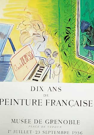 DUFY, RAOUL, FARBLITHOGRAPHIE, PLAKAT ZUR AUSST. DIX ANS DE PEINTURE FRANCAIS, GRENOBLE 1956, GEDRUCKT BEI MOURLOT, LEICHT GEBRäUNT, CA. 71 X 51 ...