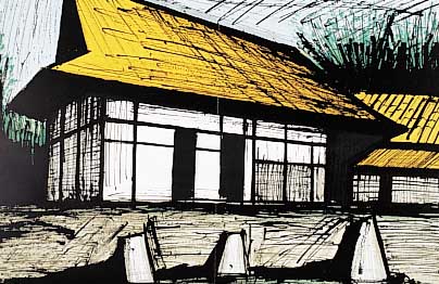 Buffet, Bernard, Der Steingarten, Farblitho-graphie aus: Eine Reise nach Japan, Mourlot Paris 1981, Auflage 180 Exempl. und 20 Kün- ...