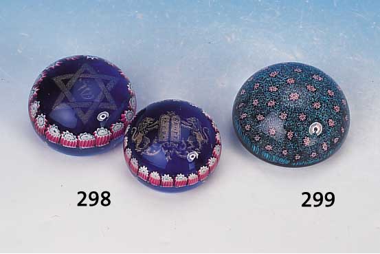 Paperweight, Murano, 20. Jh., farbloses Glas, mongorammiert ALT, D. 8.5 cm