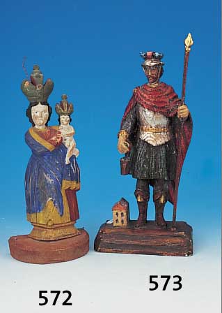 Skulptur, Portugal, um 1880/90, Kiefer, sek. bunt gefaßt, H. ca. 33,5 cm