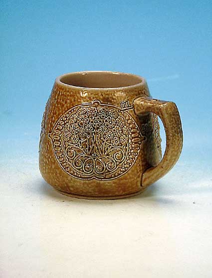 HENKELKRUG, JUGENDSTIL, WOHL ENTWURF RIEGEL, DARMSTADT, UM 1906, STEINZEUG, H. 12 CM