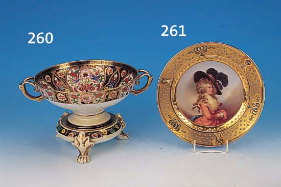 TAFELAUFSATZ, NORITAKE, JAPAN, MITTE 20. JH., STEINGUT, BEMALT, LEICHT BERIEBEN, D. 30 CM,H. 14.5 CM