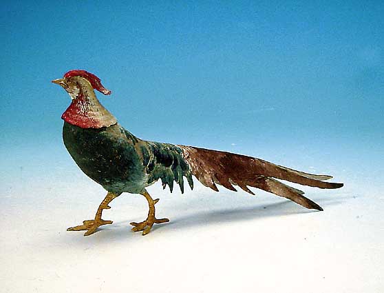 Wiener Bronze, 2. Hälfte 20. Jh. Fasan, bemalt, L. 27 cm, l. berieben