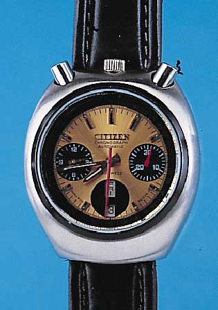 CITIZEN Armbandchronograph Modell Automatik, Ref.-Nr. 4-901177K, Japan um 1972, Edelst.- Massivgeh., Boden geschr., Mineralflachgl., zur besseren ...