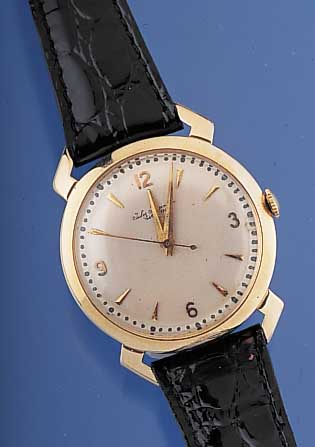 JULES JÜRGENSEN Armbanduhr Modell Automatik, Ref.-Nr. 14017, Schweiz/USA um 1956, GG 585/ 000, Boden gedr., Blatt rest., 17 St., Zentral-rotor, ...