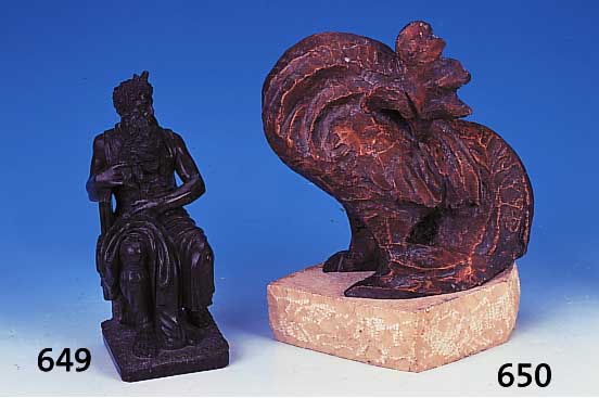 Strehle, Prof., München Bronzeskulptur, Gockel, auf Steinsockel, signiert, 31 x16 cm
