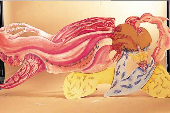 UHRIG, HORSTIN, GEB. 1947, LEBTE IN MANNHEIM, OBJEKT, MISCHTECHNIK AUF LWD AUF MALKARTON AUFGEZOGEN, CA. 120 X 270 CM