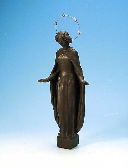 Skulptur der Hl. Barbara, Buderus Kunstguss, Eisenguss, verg. Sternenkranz, H. ca. 37,5cm,monogr. MH