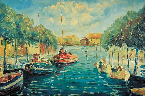Unbekannter Monogrammist AH, deutsch, 30er Jahre, Spreelandschaft in Berlin, Öl/Lwd, re. u. monogr., ca. 65 x 97 cm, R.