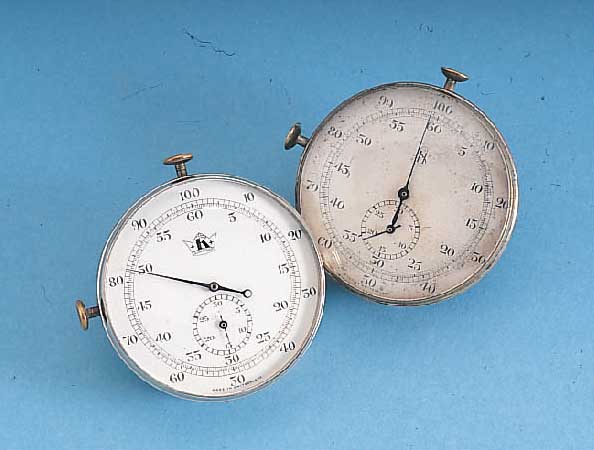 KONVOLUT: 2 JAQUET EINHANDSTOPPER FüR DEN SKANDINAVISCHEN MARKT, 1X UM 1950, 1X UM 1935, BEIDES METALLGEH. VERCHR., D. CA. 63 MM,1X ...