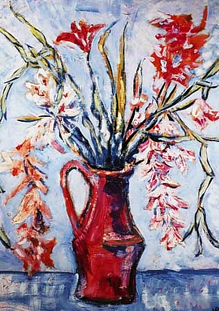 Hassenkamp, Hader W., Blumenstilleben, ™l/ Malkarton/Holz, schwer lesbar sign. (Hasse..) u. dat. 1966, 77 x 60 cm, R.