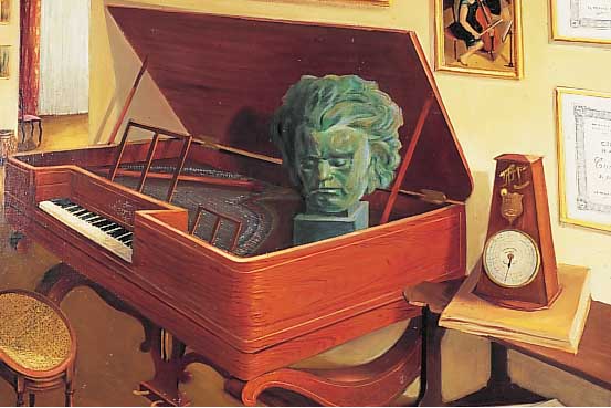 Ducrot, Jean, 1852-1912, Interieur mit Tafelklavier und Beethoven-Büste, Öl/Lwd, li. u. sign. und dat. 70, ca. 54 x 65 cm