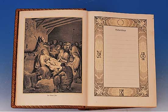 Illustrierte Familienbibel, Gefion Verlag Berlin 1930, mit zahlreichen Textillustra- tionen und auch ganzseitigen Abbildungen, dunkelroter ...