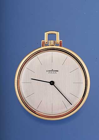 PALLAS Frackuhr, Schweiz um 1972, GG 585/000D. ca. 38 mm, Rand u. Boden sat., 17 St., Ankerrundwerk AS Kal. 1758, Incabl., ungetr. Lagerware, ...
